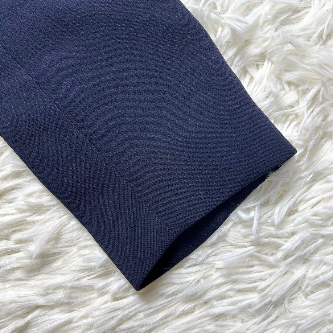 Theory セオリー ノーカラー パンツスーツ セットアップ ネイビー