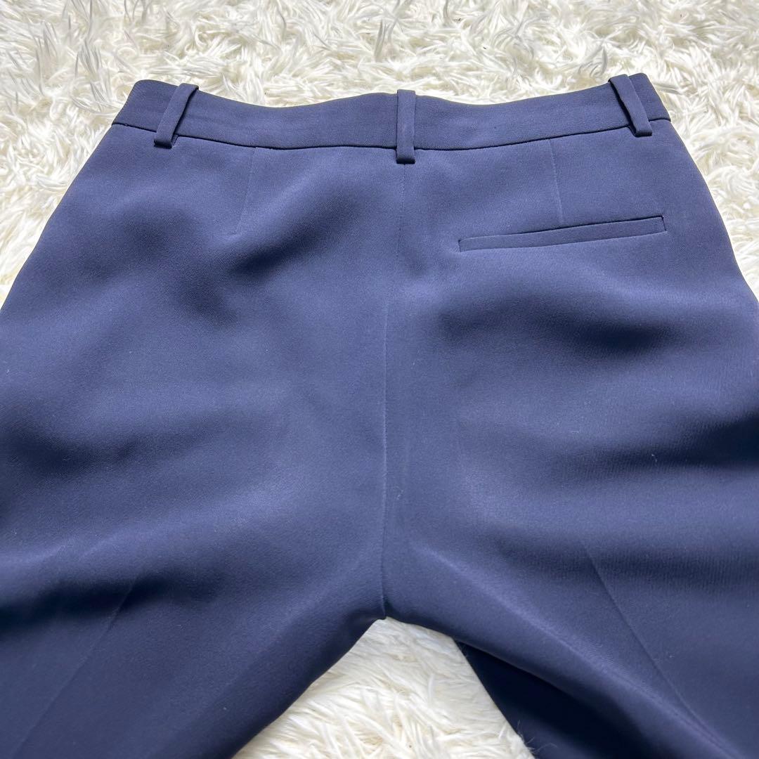 Theory セオリー ノーカラー パンツスーツ セットアップ ネイビー