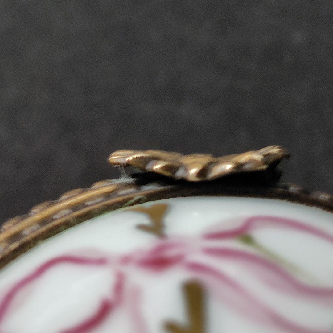 リモージュボックス　トリンケットボックス　フランス製　バラ　リボン