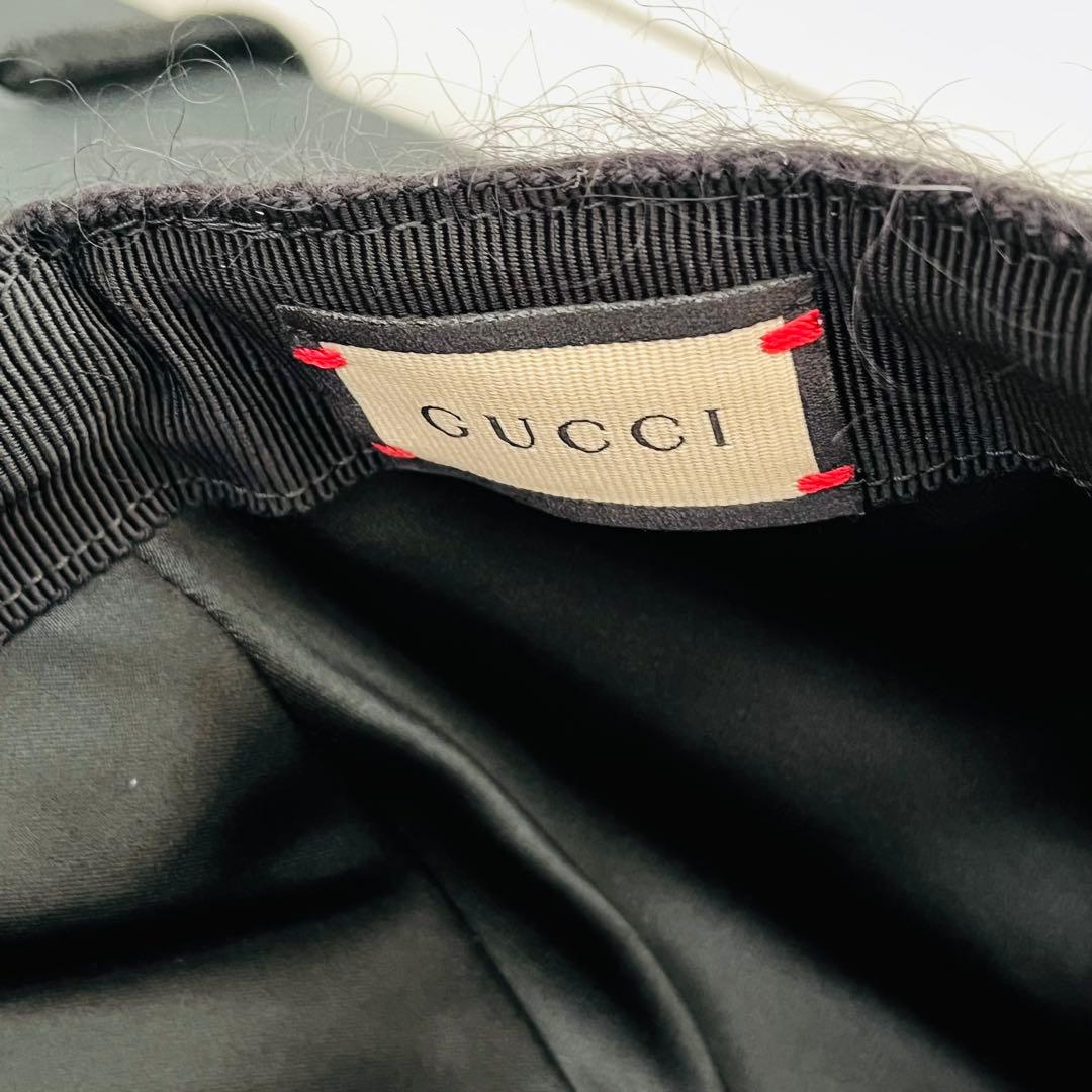 GUCCI ブラック キャップ GG 紙袋　布袋付き　モヘヤ　帽子