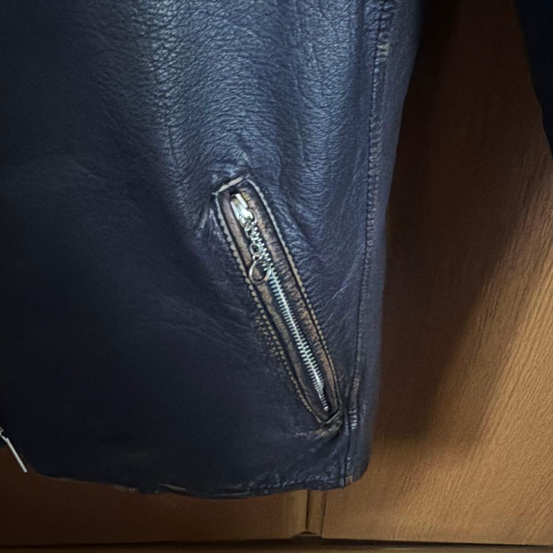 JOHN'S ネイビー シングルライダースジャケット