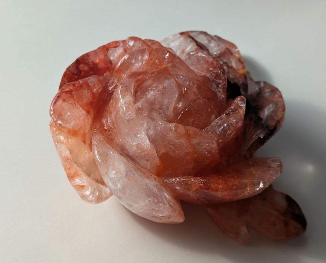 ファイヤークォーツ　薔薇　カービング
