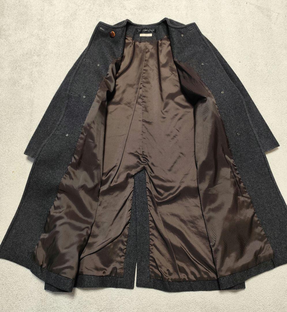 CHILD WOMAN メルトン ノーカラー ダブル ボタン ロング コート