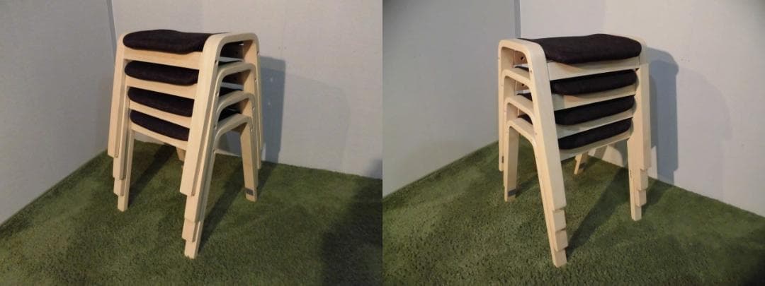 送料無料/新品★スタッキングスツール★4脚セット/ナチュラル枠（ブラウン）