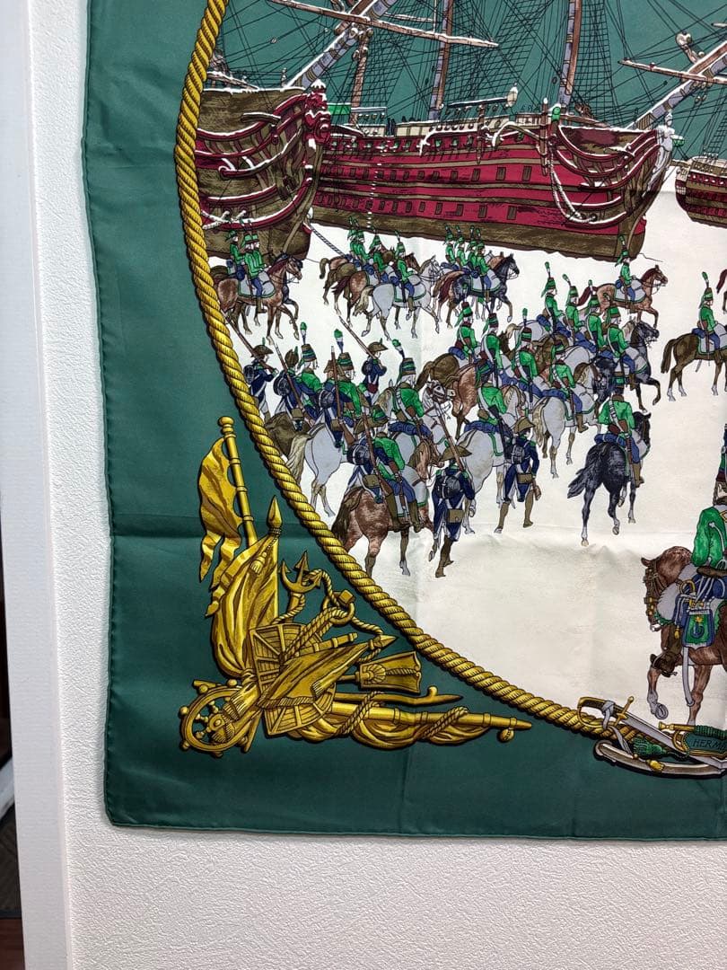美品 HERMES エルメス カレ90 海と騎兵隊 シルク スカーフ