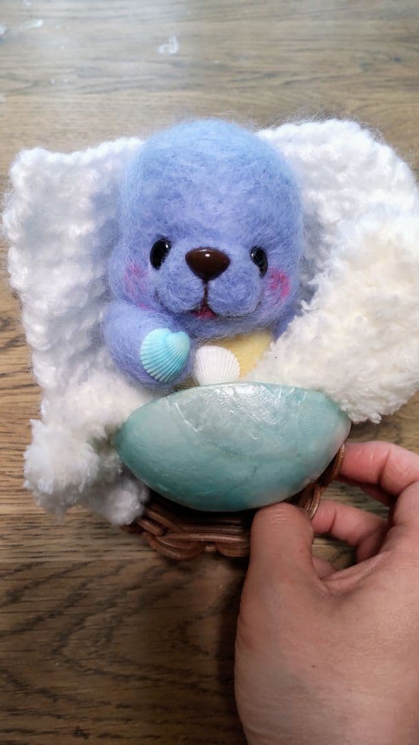 展示のみ☆らっこ ゴマフアザラシ 羊毛フェルト 人形 ハンドメイド