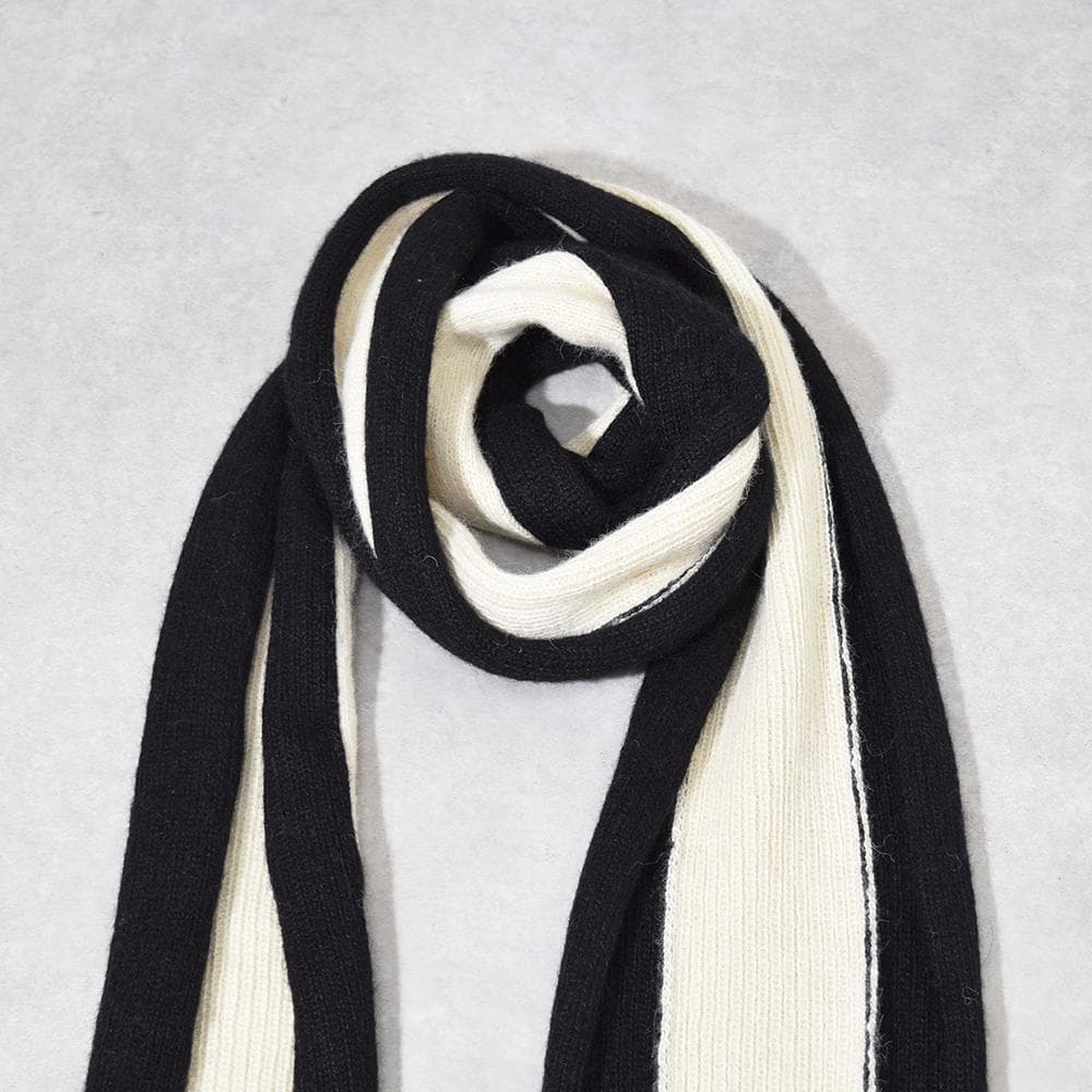 LAD MUSICIAN アルパカ100％ スーパーロング マフラー 黒×白