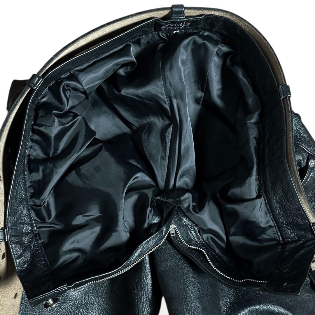 レトロ古着 Devils 本革レザーパンツ 黒 34 ブラック ウエスト86