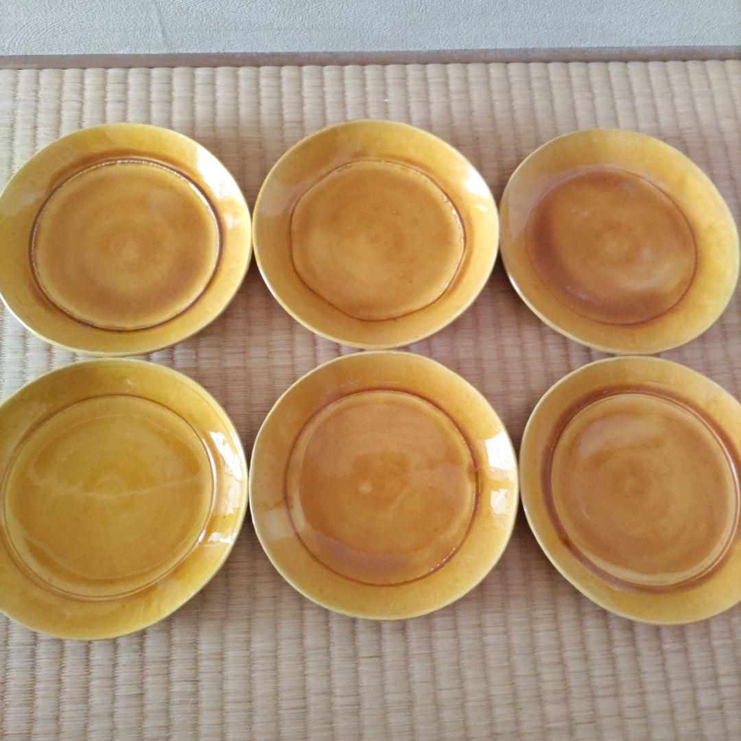 黄交趾　土器皿　 6枚セット