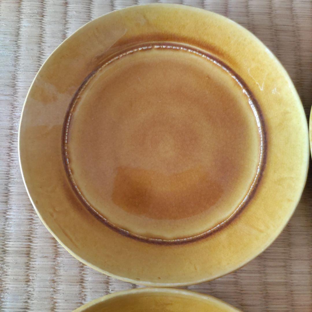 黄交趾　土器皿　 6枚セット