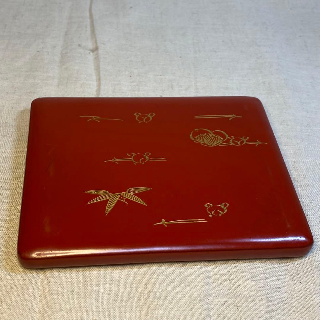 輪島塗　弁当箱　重箱　漆器　木製　外箱付　昭和初期　1客⑧