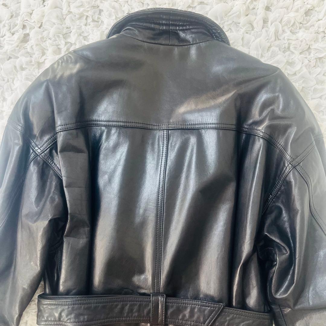 y2k ハラジュクマザーダブルレザートレンチコート マキシ牛革XLオーバーロング