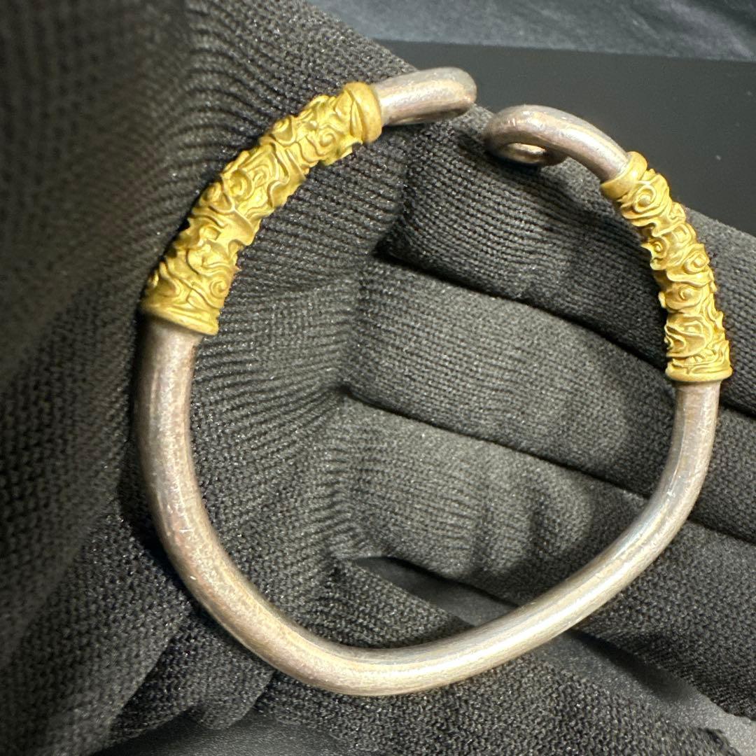孫悟空デザイン シルバー ハンドメイド スパイラルシルバーブレスレット(0015