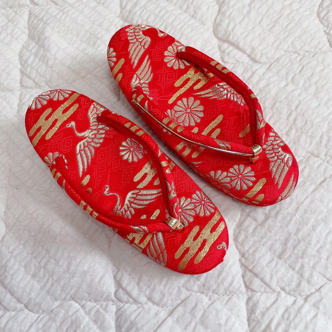 七五三　着物セット 7歳　赤×緑　レトロ