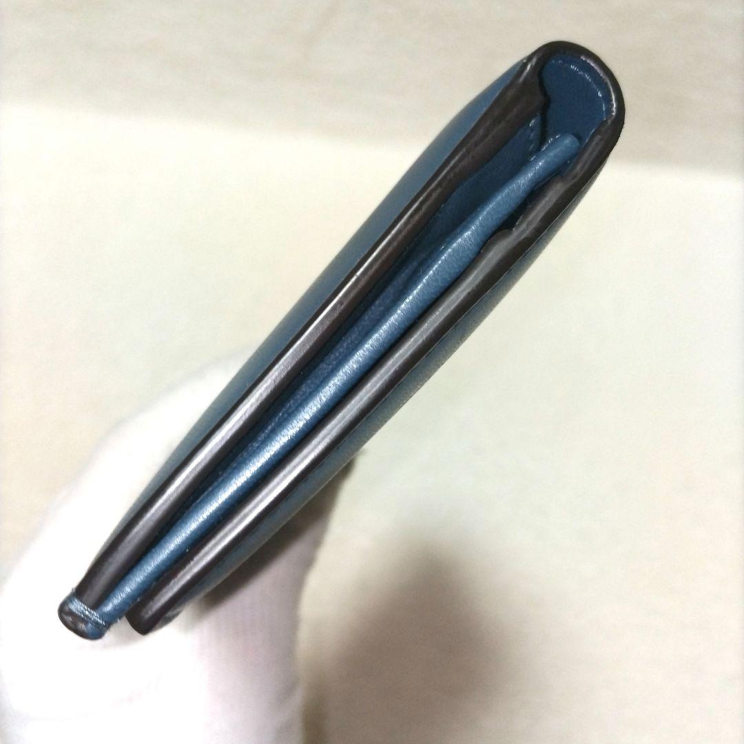 【美品】ジョルジオアルマーニ シープレザー ロゴ 二つ折り長財布 近年モデル