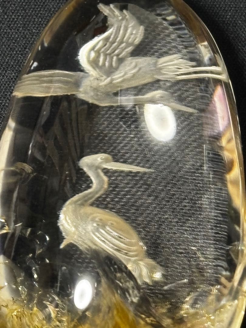 水晶置き物（夫婦鶴）NO411