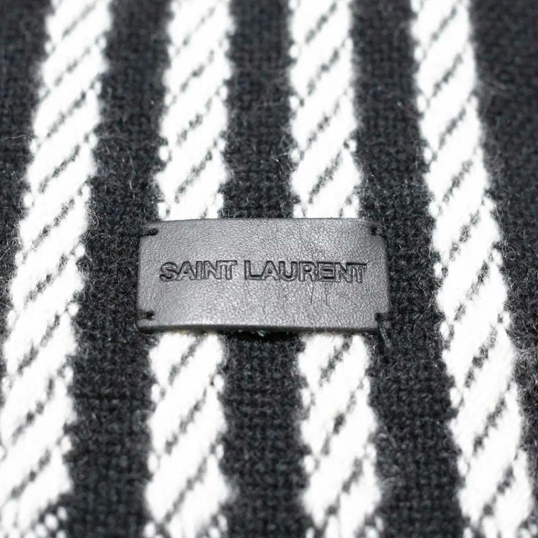 SAINT LAURENT メンズマフラー 白黒 ストライプ
