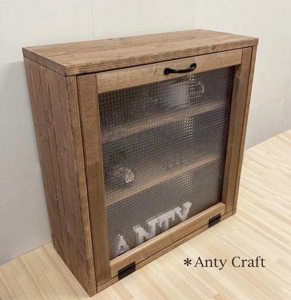 【サイズオーダー可】【引取可能】扉付きキッチン収納カフェ風食器棚 スパイスラック