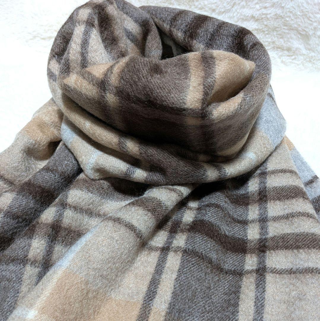 新品タグ付き✨macocca カシミヤ100% チェック柄 大判ストール