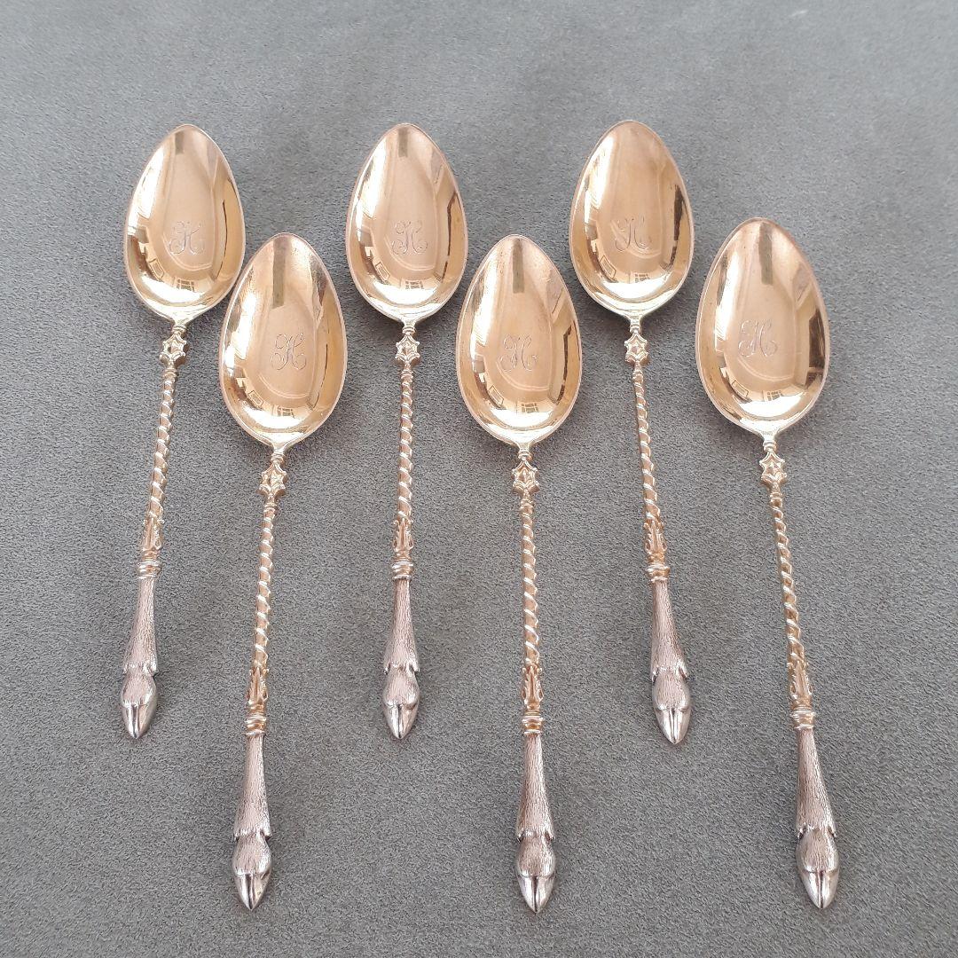 アンティーク　シルバー　ドイツ　ティースプーン　6本セット