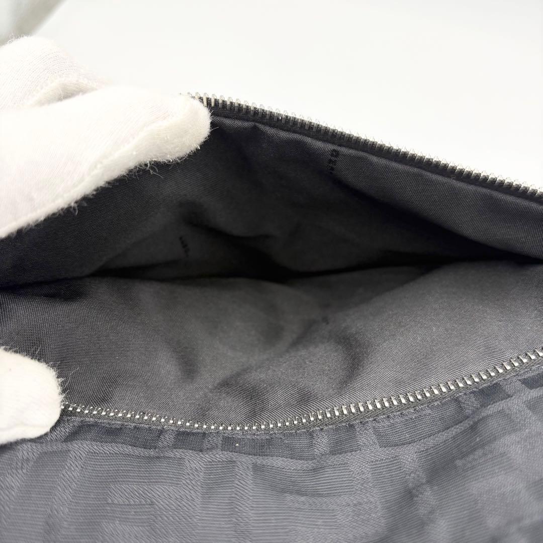美品✨FENDI トートバッグ FF ロゴ ズッカ柄 ナイロン×レザー 黒
