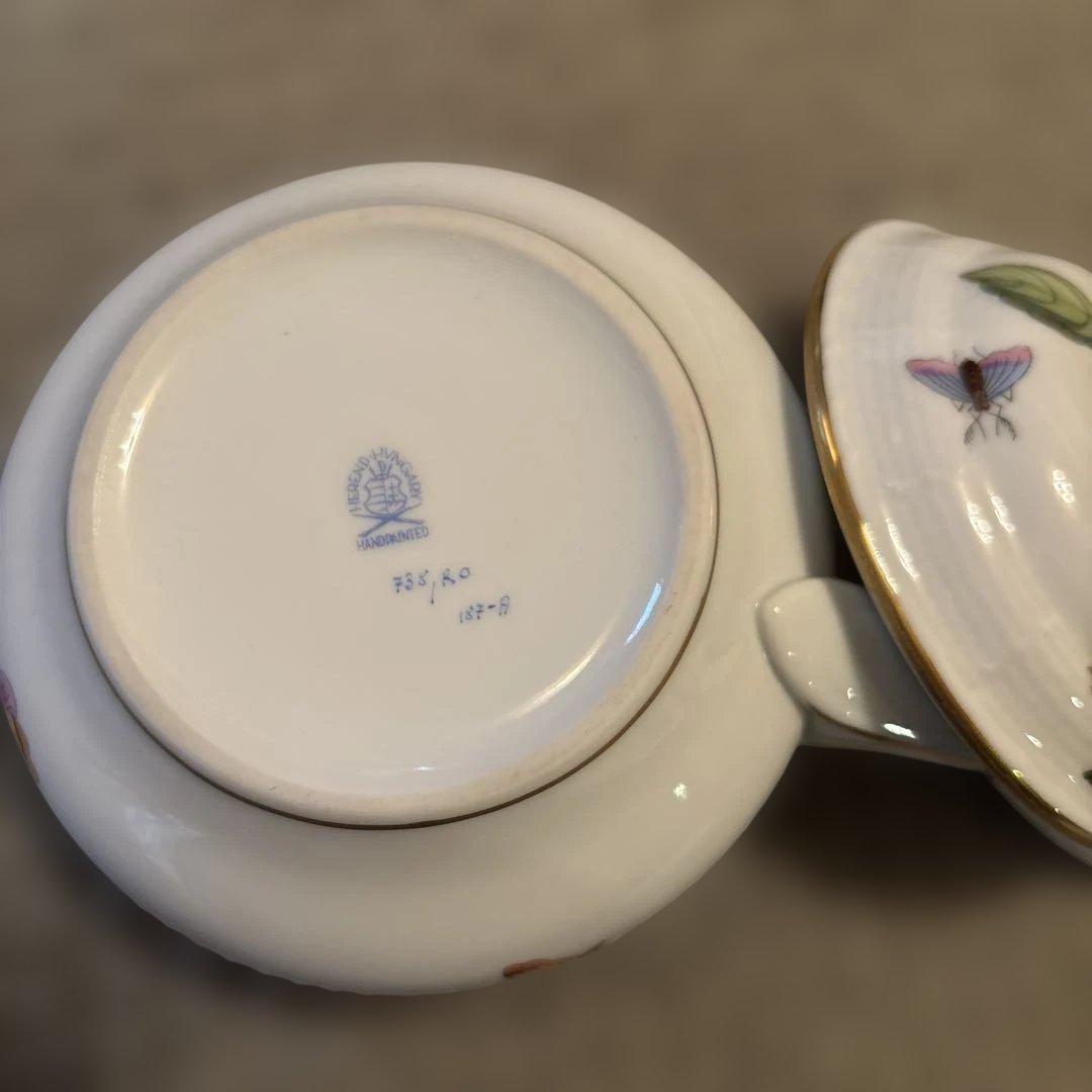 陶器製花鳥デザイン小物入れ