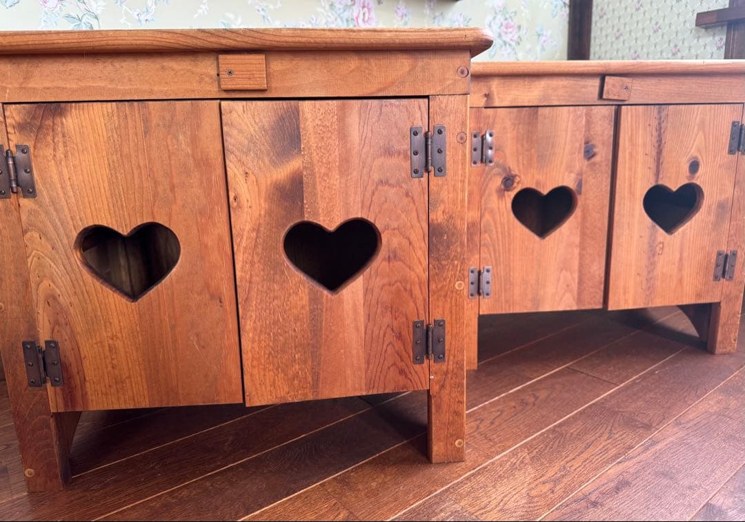 Enfant アンファン ローボード ハート扉 カントリー家具 木製 ①