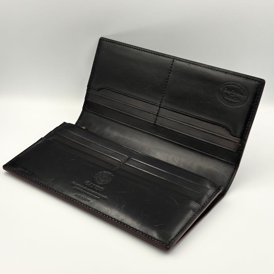 ganzo ガンゾ　シェルコードバン2 ファスナー小銭入れ　付　長財布 黒