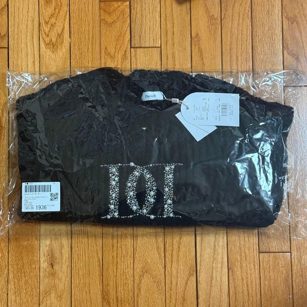 Darich ファンシービーズDDロゴボリュームニットトップス ブラック BLK
