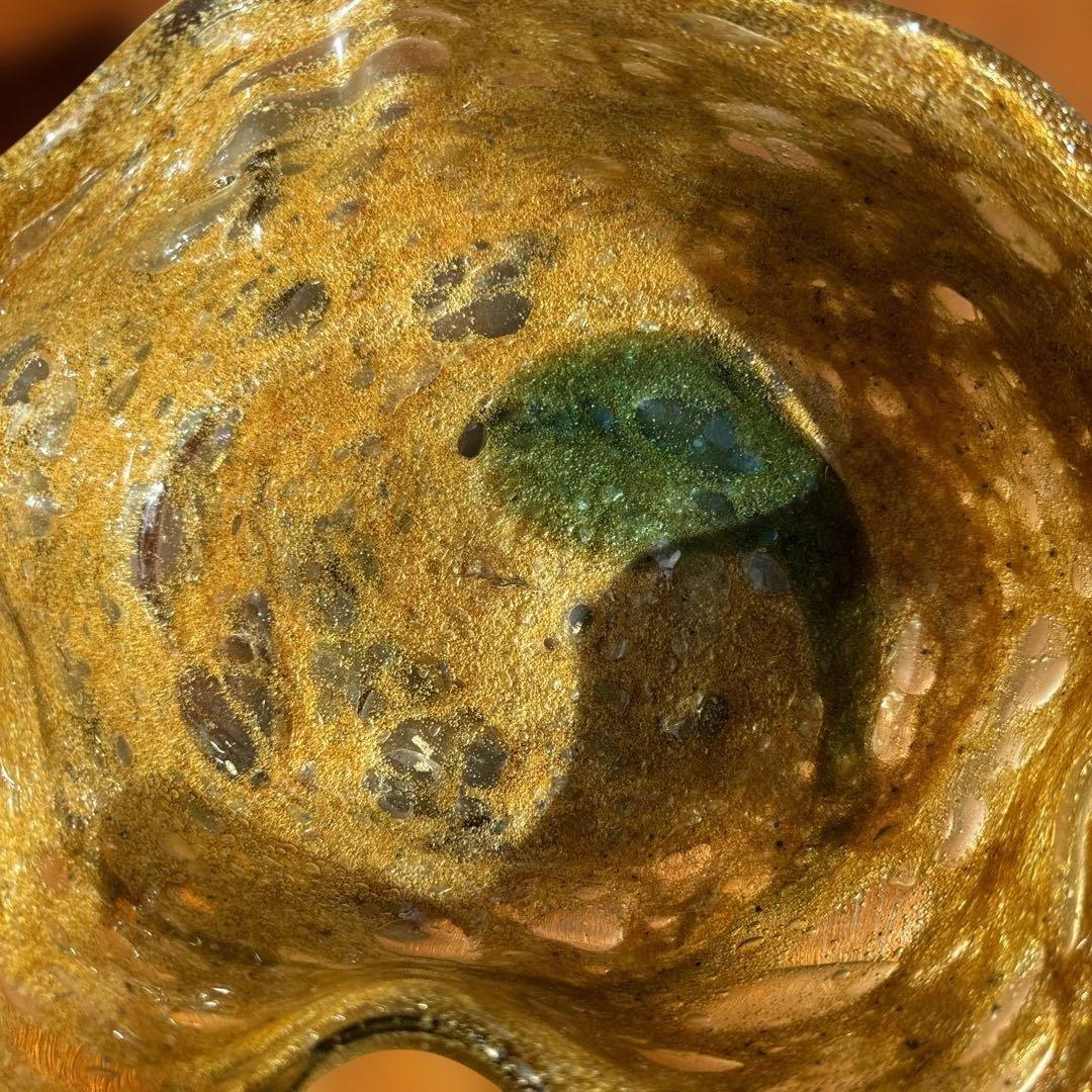 稲嶺盛吉.深皿.茶泡ガラス.未使用品.刻印なし