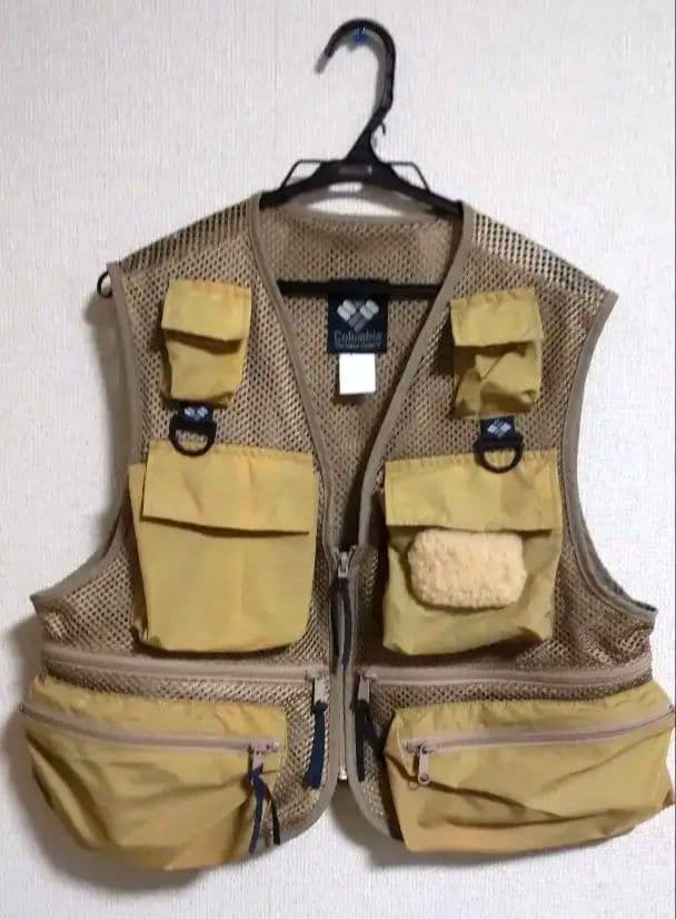 ※古着 90s Columbia メッシュフィッシングベスト ベージュ Ｍサイズ