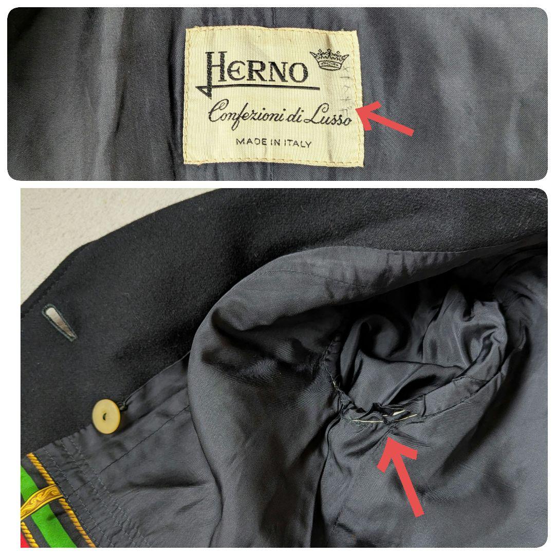 Herno ヘルノ ダブルチェスターコート ブラック 総柄 S相当 ヴィンテージ