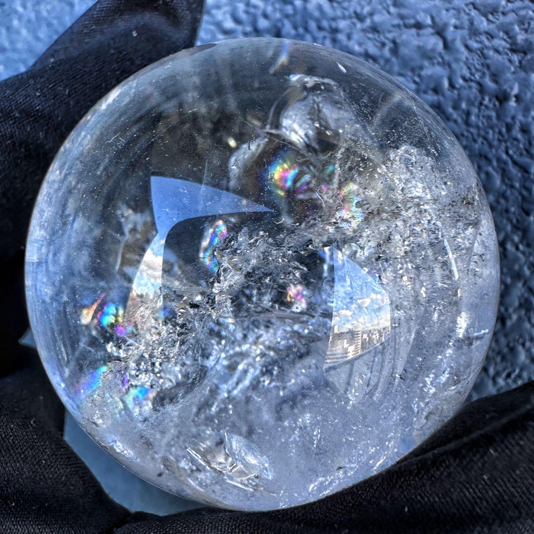 ヒマラヤ水晶☆ガーデンクォーツ共生 丸玉レインボー☆天然石☆パワー浄化A1310