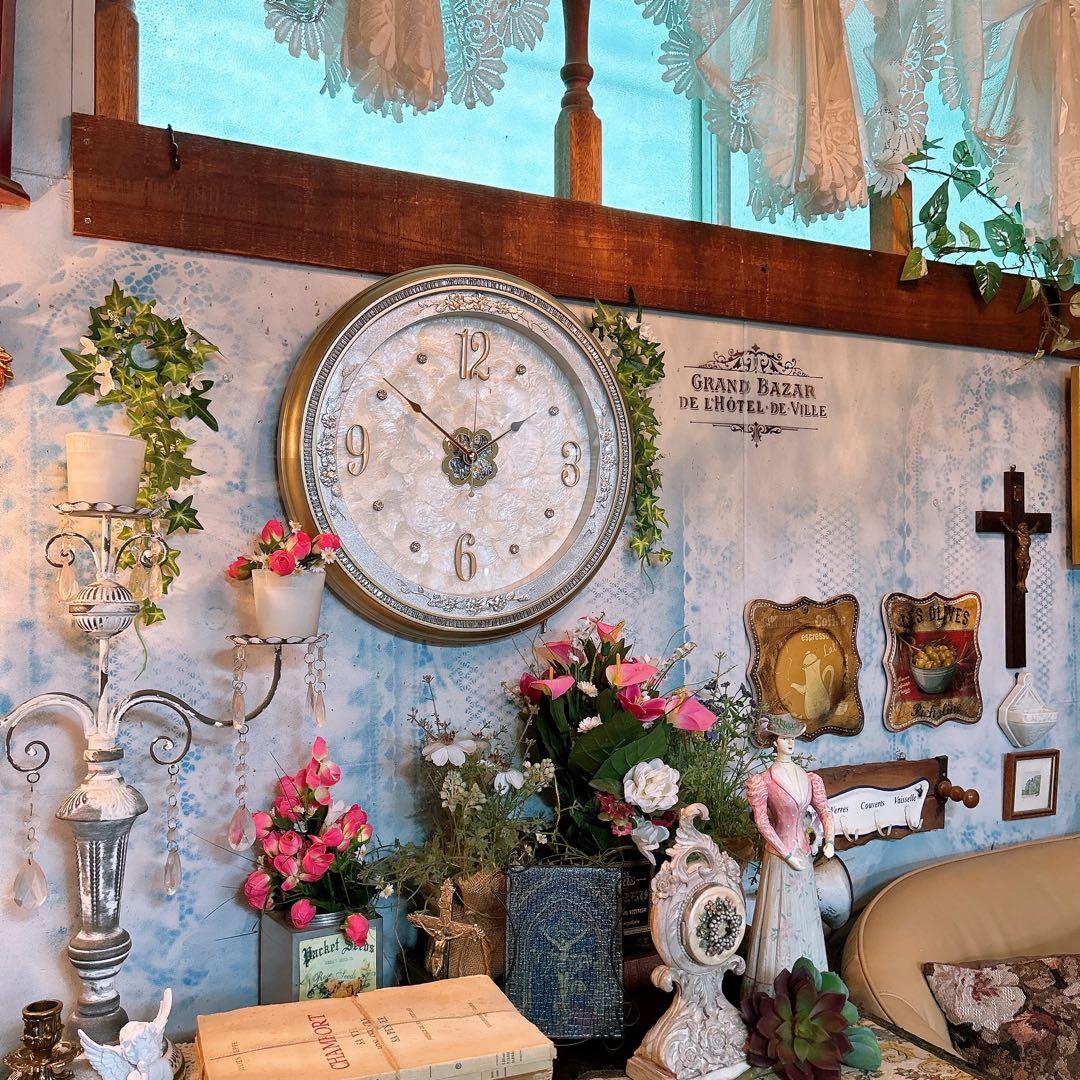 アンティーク雑貨 Victorian ウォールクロック カピスシェル 壁掛