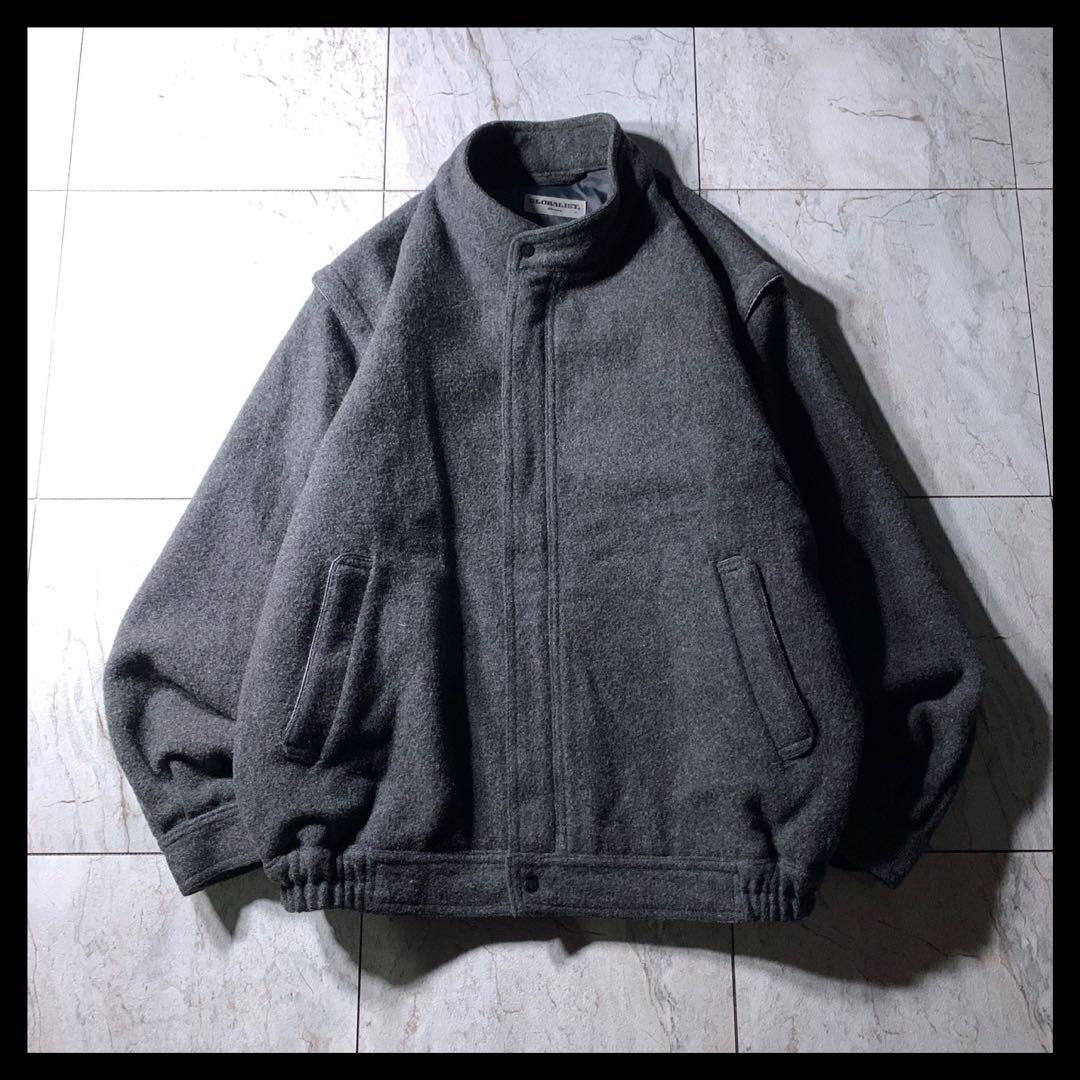 80s MIZUNO 短丈 ウール スイングトップ ハリントンジャケット グレー