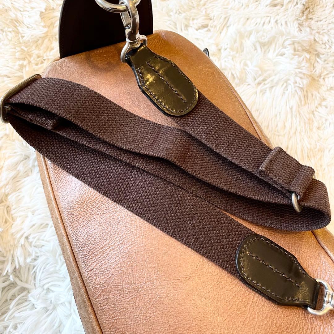 良品★ソメスサドル レザー 本革 ボディーバッグ キャメル