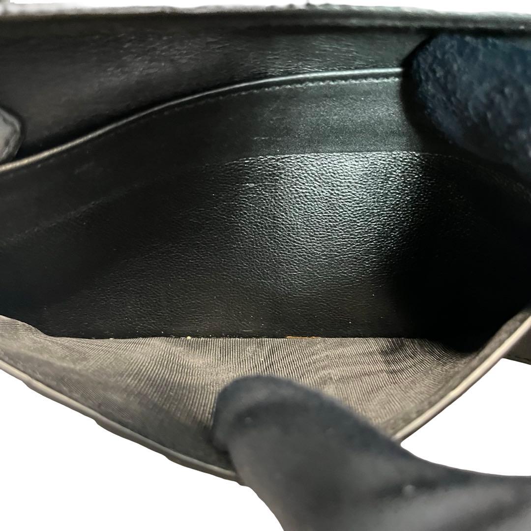 希少✨サンローラン 長財布 クロコ型押し ロゴ刻印 レザー ブラック 黒