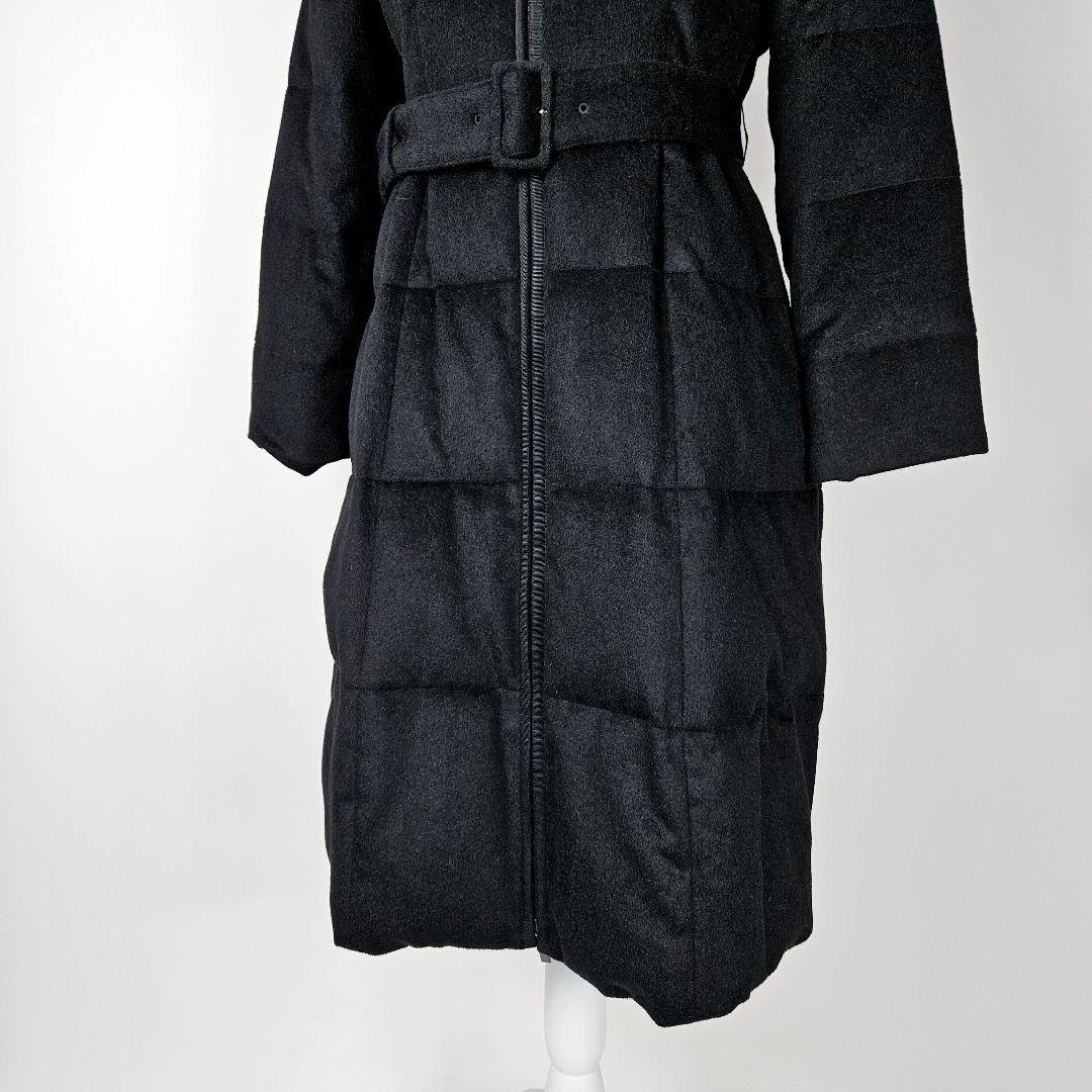 【美品】ルネ　カシミヤ 100%　ダウンコート　ベルト　フード　黒　Aライン