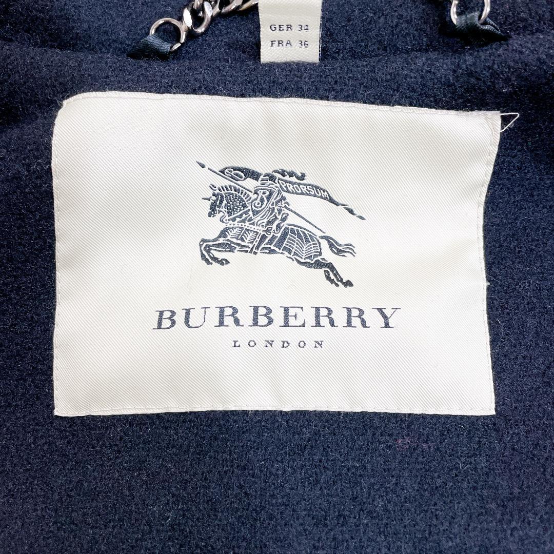 バーバリーロンドン ダッフルコート 黒 レディース メルトン Ｓ