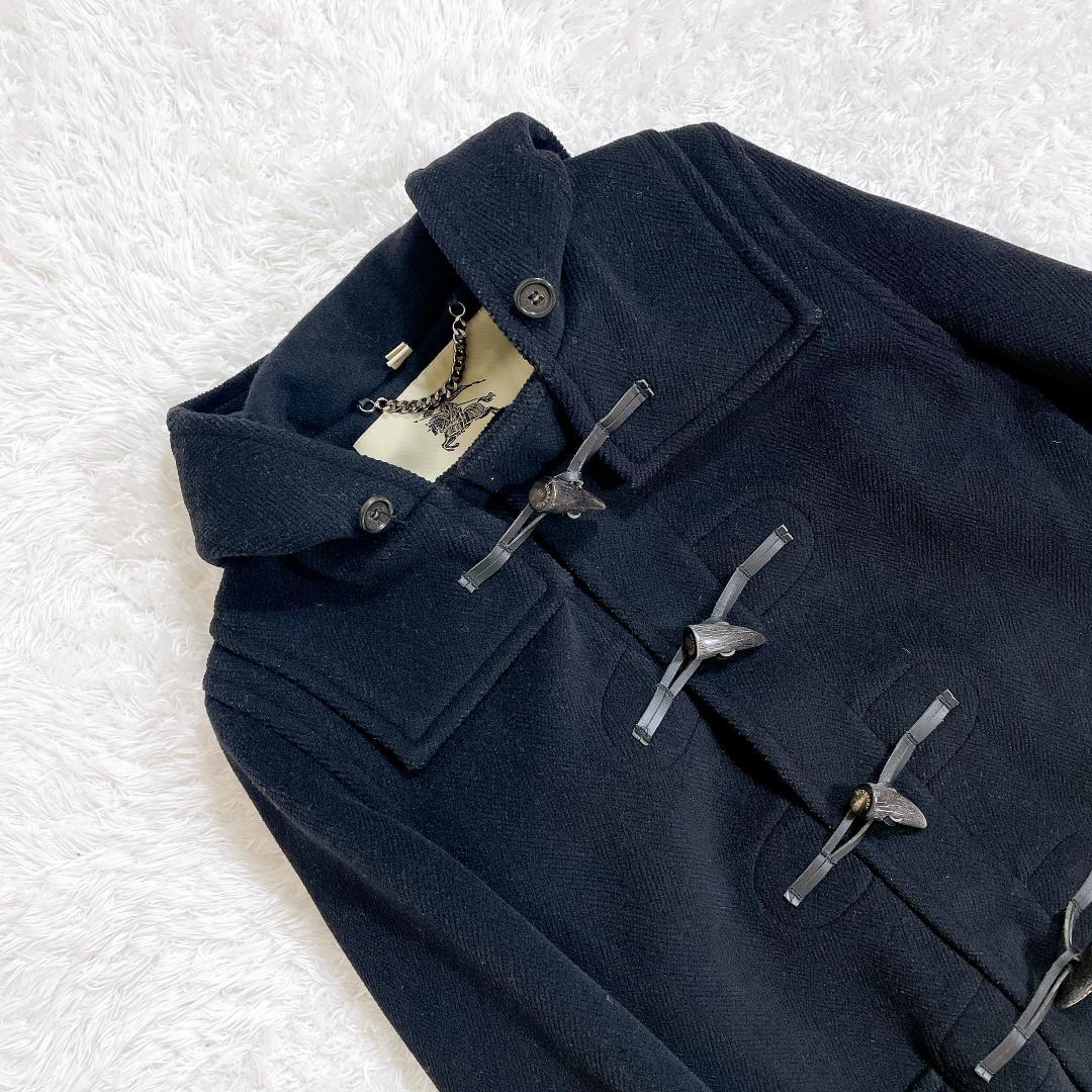 バーバリーロンドン ダッフルコート 黒 レディース メルトン Ｓ