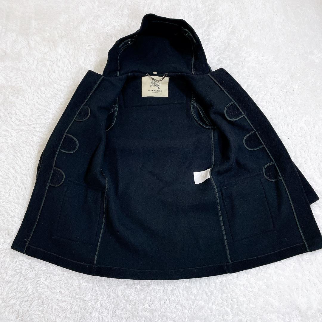 バーバリーロンドン ダッフルコート 黒 レディース メルトン Ｓ