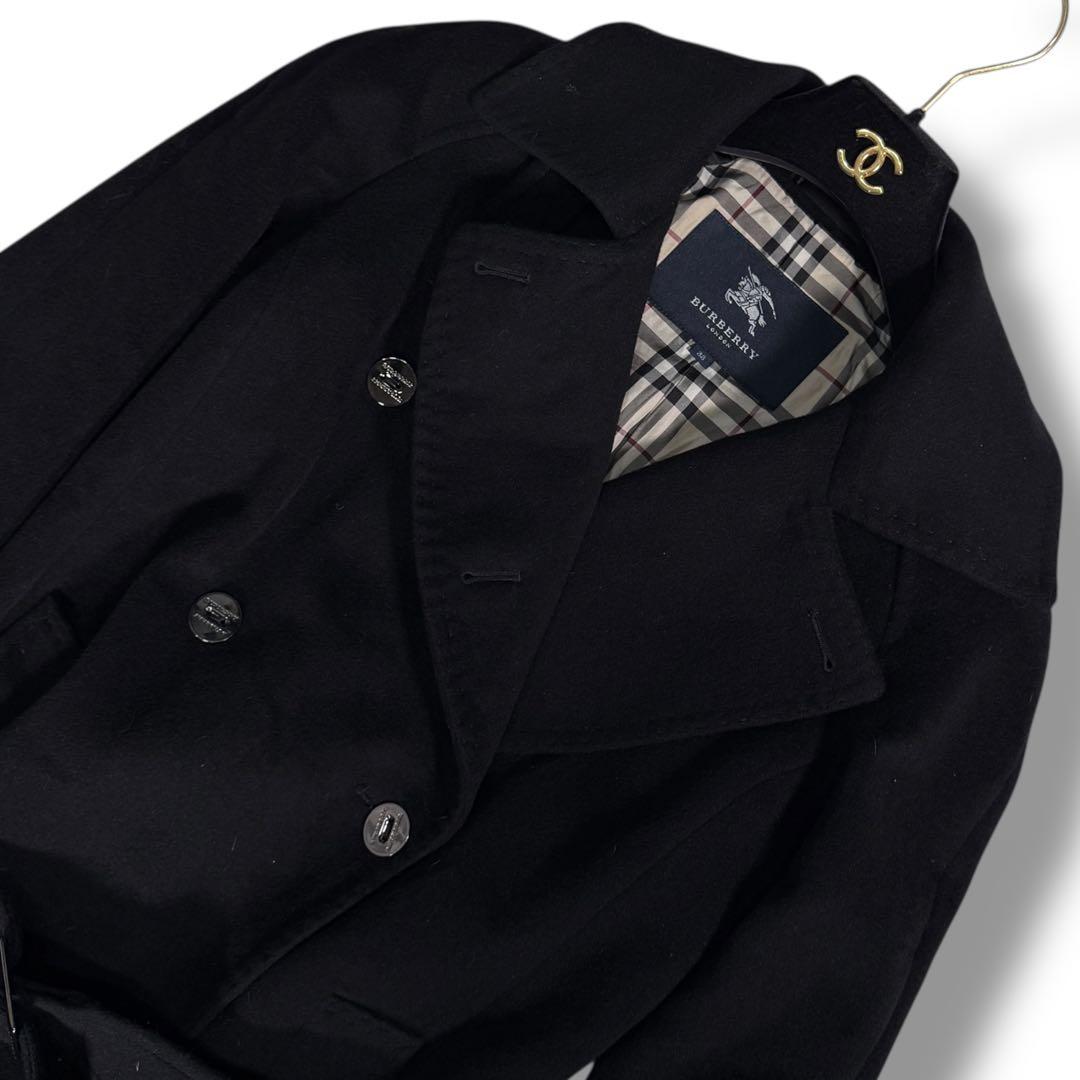 美品 バーバリーロンドン アンゴラ混 ノバチェック フレア トレンチコート