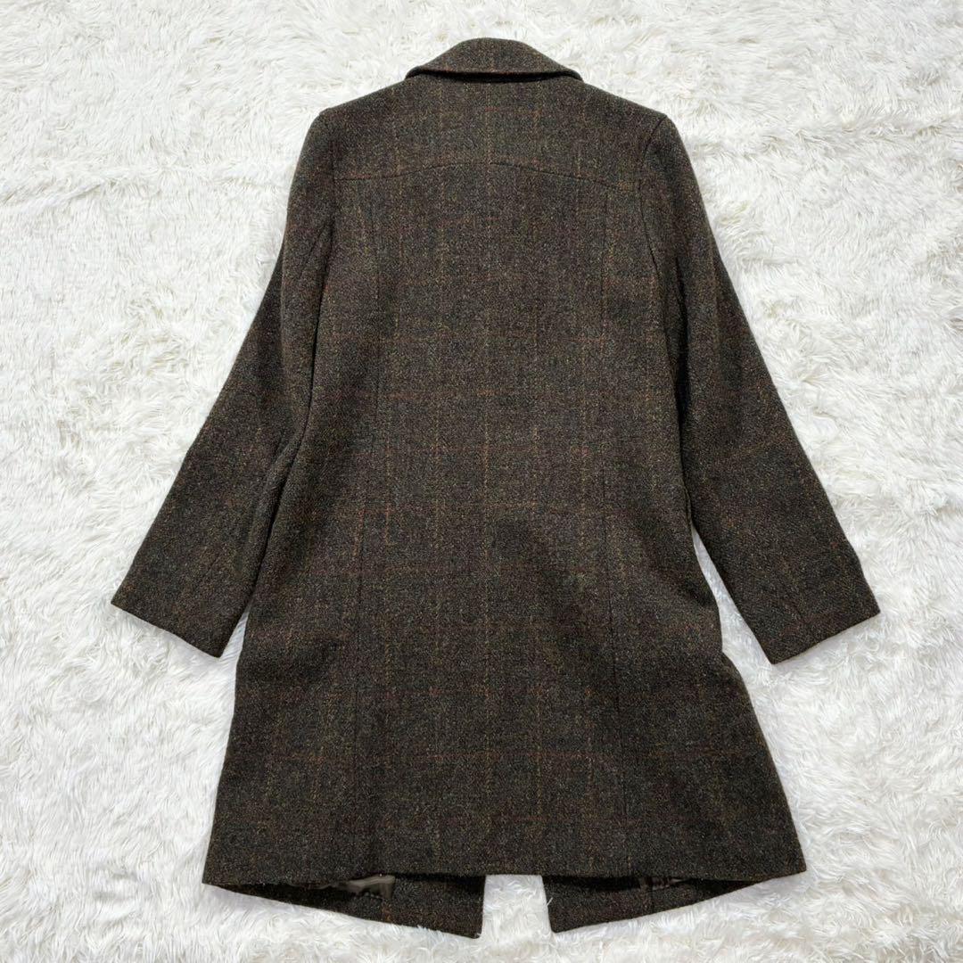 1170【美品】ハリスツイード スピックアンドスパン ツイード コート 緑