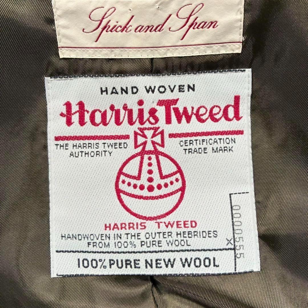 1170【美品】ハリスツイード スピックアンドスパン ツイード コート 緑