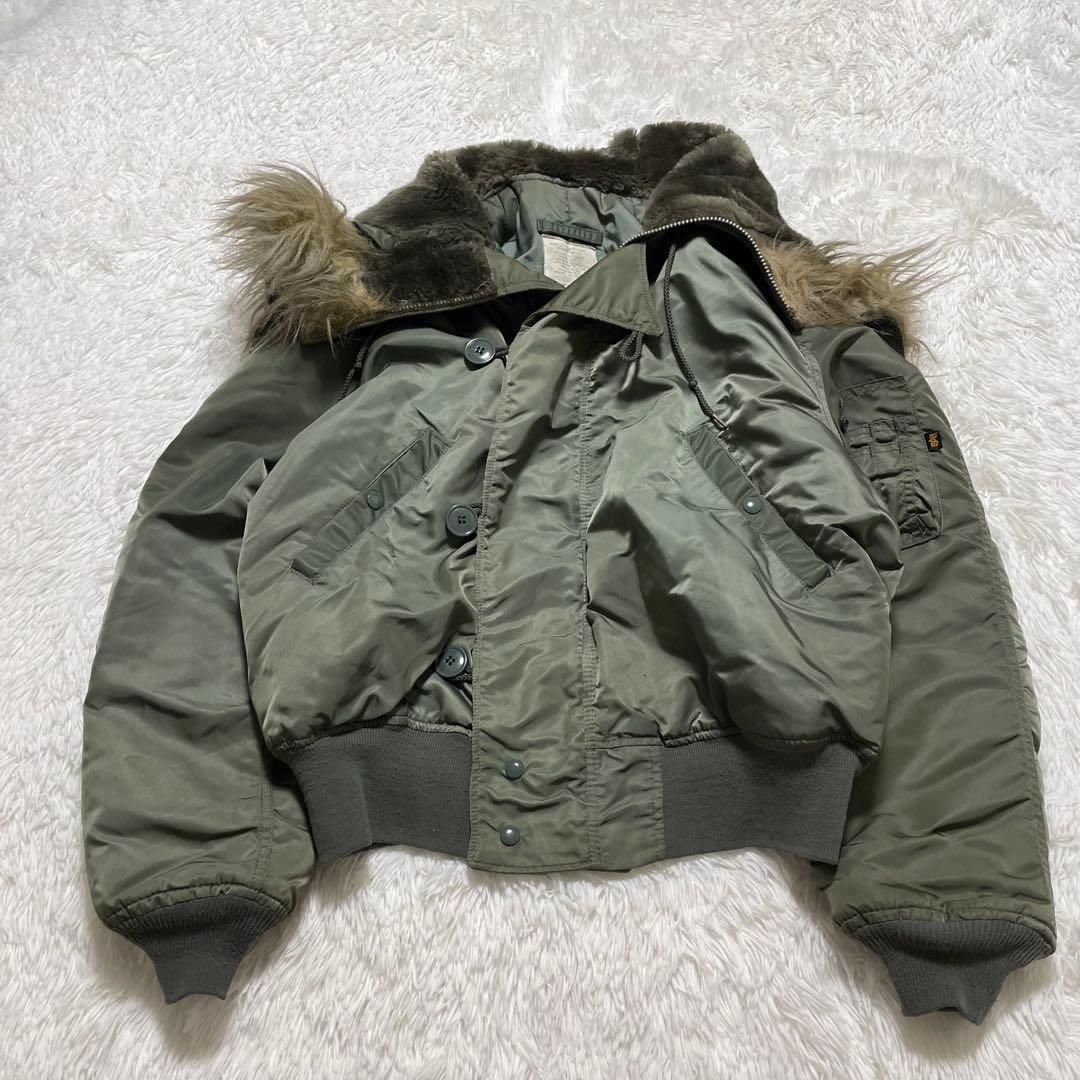USA 90s ALPHA アルファ N-2B フライトジャケット L カーキ