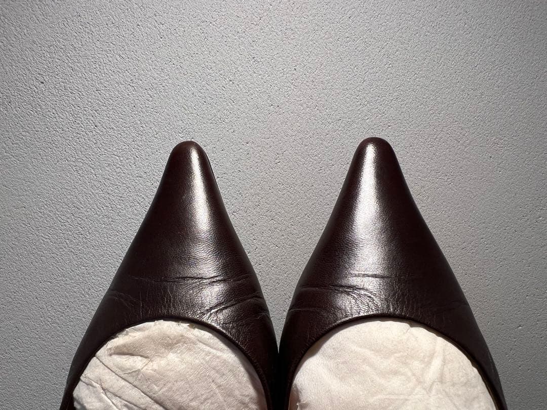 CHANEL ブラウン ポインテッドトゥ パンプス 37 1/2 C