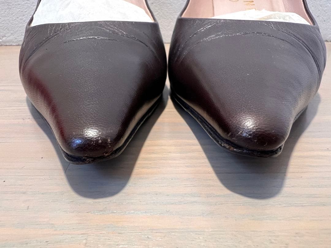 CHANEL ブラウン ポインテッドトゥ パンプス 37 1/2 C