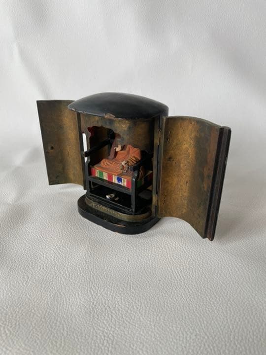 観音扉 木箱ケース入り 真言宗 開祖 弘法大師 空海 仏像 金銅独鈷杵 無し