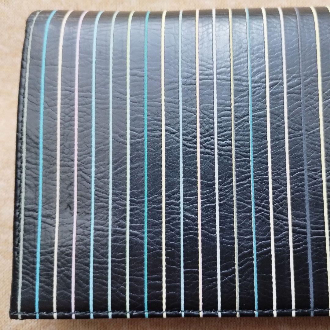 訳あり未使用　ポールスミス　本革　長財布　マルチストライプ　リアルレザー　黒