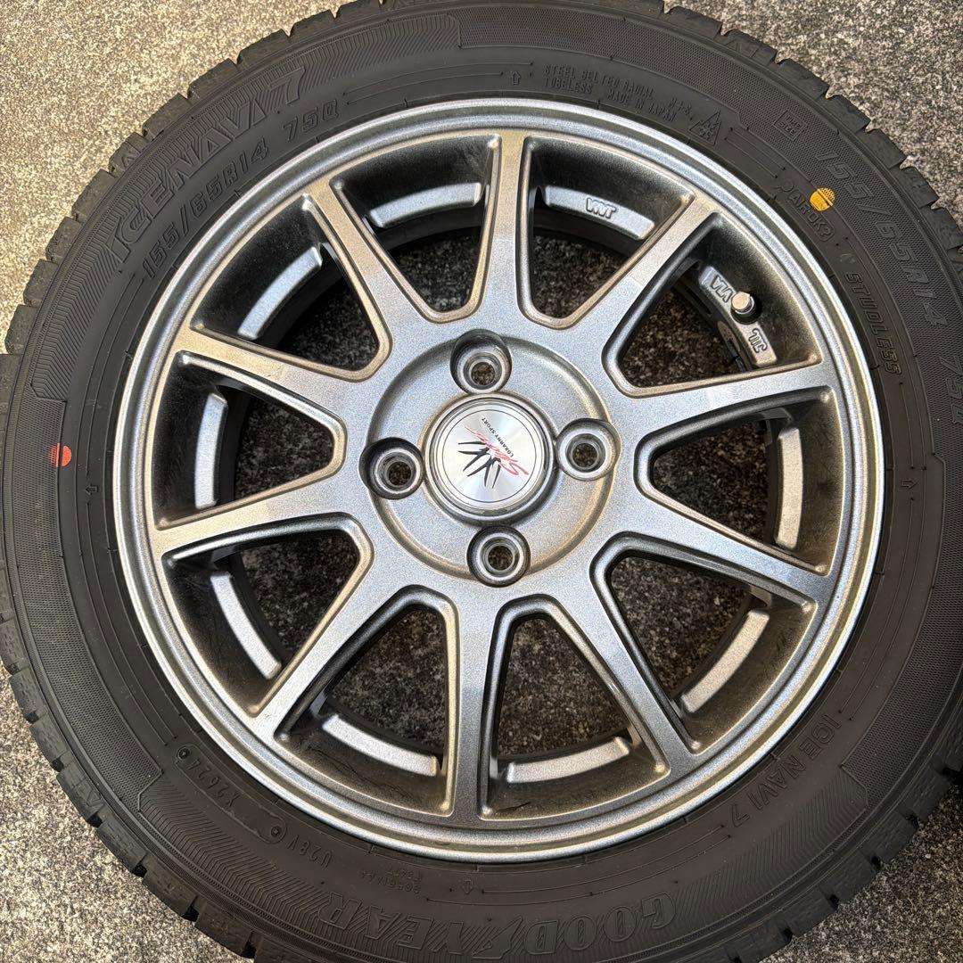 155/80R14 スタッドレスタイヤ 5スポークホイール　グッドイヤー